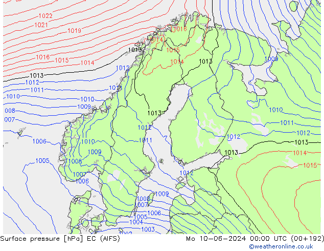 Surface pressure EC (AIFS) Mo 10.06.2024 00 UTC