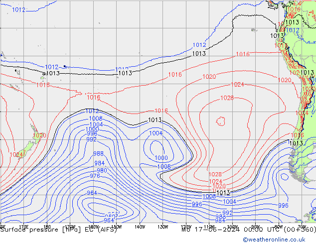 Atmosférický tlak EC (AIFS) Po 17.06.2024 00 UTC