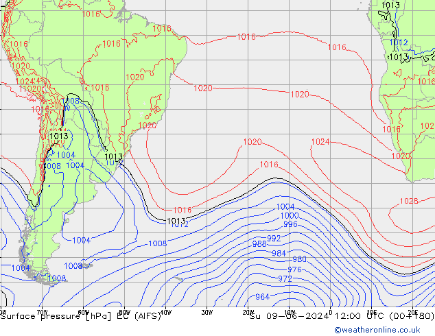 ciśnienie EC (AIFS) nie. 09.06.2024 12 UTC