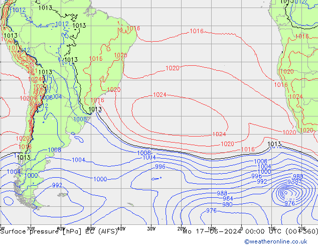 Surface pressure EC (AIFS) Mo 17.06.2024 00 UTC