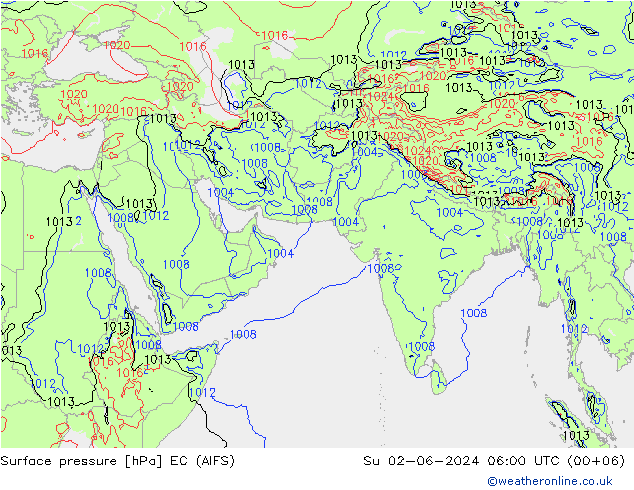 Yer basıncı EC (AIFS) Paz 02.06.2024 06 UTC