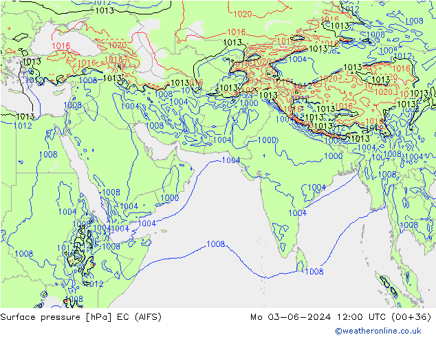 Yer basıncı EC (AIFS) Pzt 03.06.2024 12 UTC