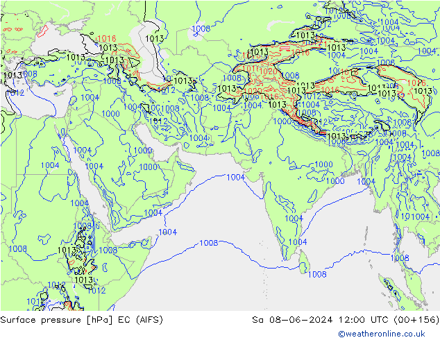 Atmosférický tlak EC (AIFS) So 08.06.2024 12 UTC