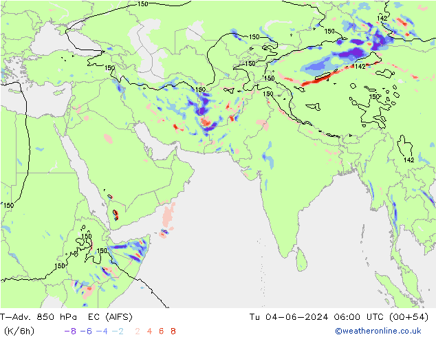 T-Adv. 850 hPa EC (AIFS) Ter 04.06.2024 06 UTC