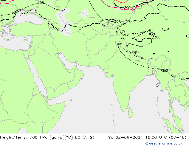 Height/Temp. 700 гПа EC (AIFS) Вс 02.06.2024 18 UTC