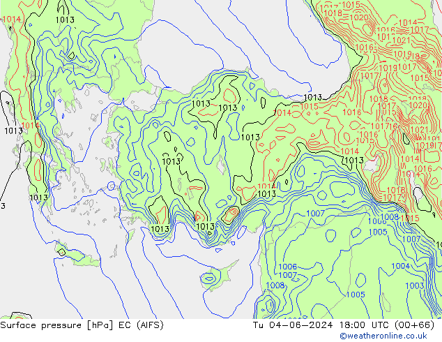 ciśnienie EC (AIFS) wto. 04.06.2024 18 UTC