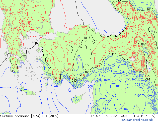 Atmosférický tlak EC (AIFS) Čt 06.06.2024 00 UTC