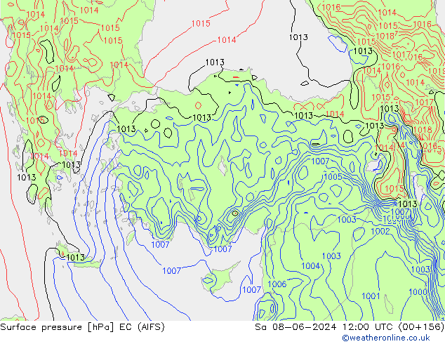 Surface pressure EC (AIFS) Sa 08.06.2024 12 UTC