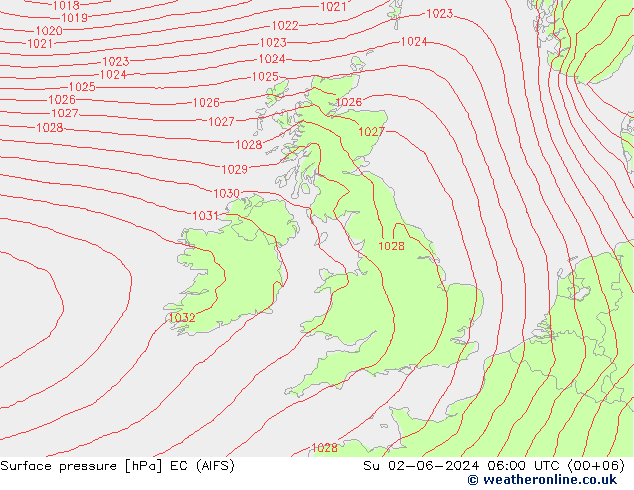 Surface pressure EC (AIFS) Su 02.06.2024 06 UTC