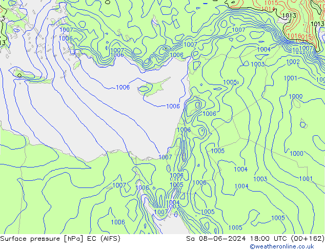 Atmosférický tlak EC (AIFS) So 08.06.2024 18 UTC