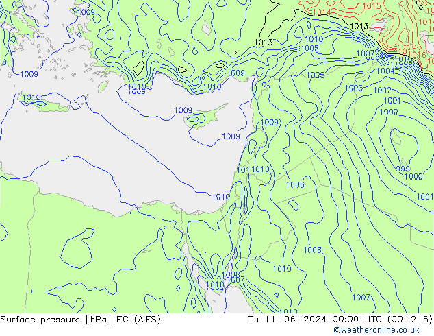 Pressione al suolo EC (AIFS) mar 11.06.2024 00 UTC
