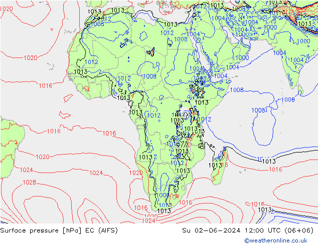 Yer basıncı EC (AIFS) Paz 02.06.2024 12 UTC