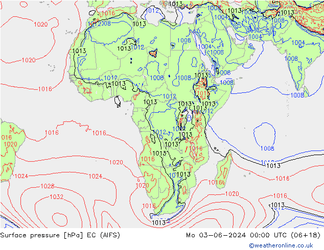ciśnienie EC (AIFS) pon. 03.06.2024 00 UTC
