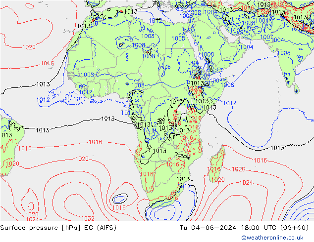 Surface pressure EC (AIFS) Tu 04.06.2024 18 UTC