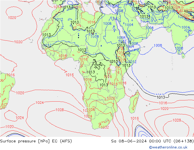 Surface pressure EC (AIFS) Sa 08.06.2024 00 UTC