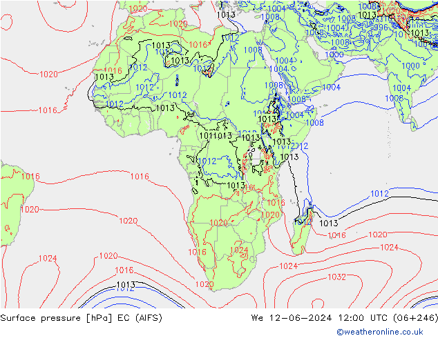 Surface pressure EC (AIFS) We 12.06.2024 12 UTC