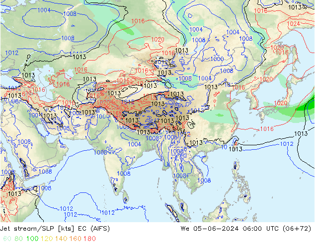 джет/приземное давление EC (AIFS) ср 05.06.2024 06 UTC