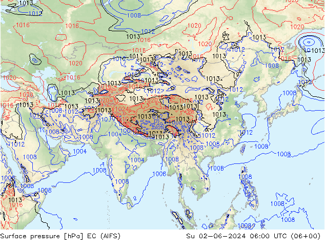 Presión superficial EC (AIFS) dom 02.06.2024 06 UTC