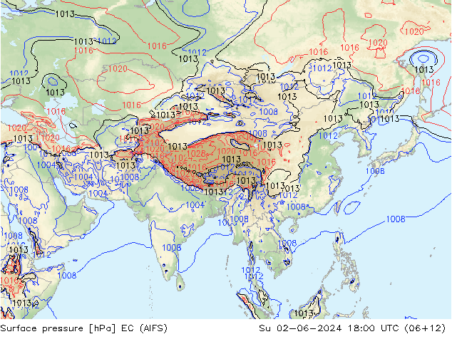 Pressione al suolo EC (AIFS) dom 02.06.2024 18 UTC