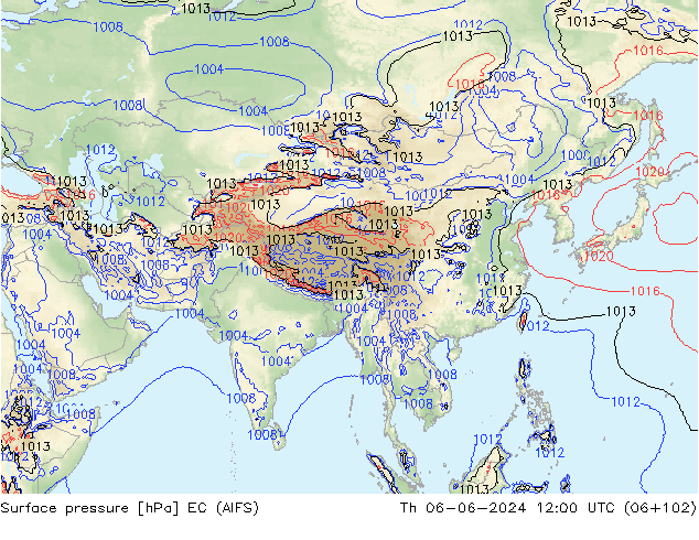 Pressione al suolo EC (AIFS) gio 06.06.2024 12 UTC