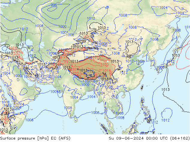 Surface pressure EC (AIFS) Su 09.06.2024 00 UTC