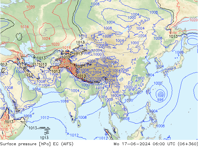 Presión superficial EC (AIFS) lun 17.06.2024 06 UTC