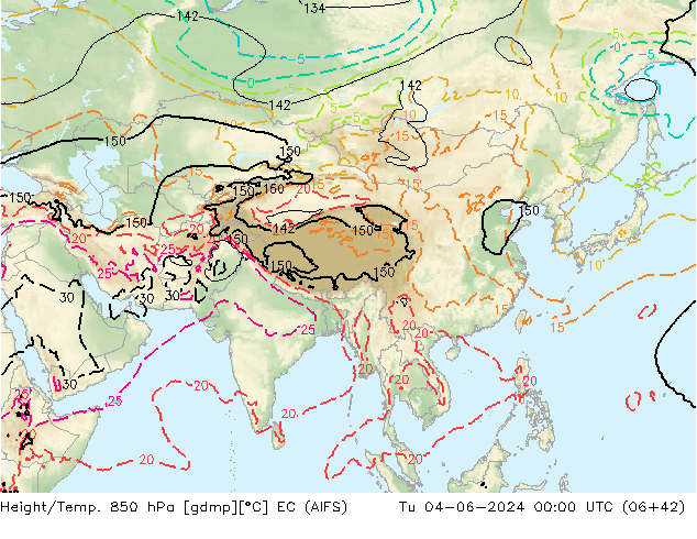 Height/Temp. 850 hPa EC (AIFS)  04.06.2024 00 UTC