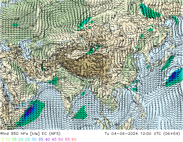 ветер 950 гПа EC (AIFS) вт 04.06.2024 12 UTC