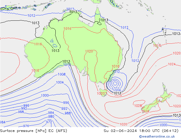 pression de l'air EC (AIFS) dim 02.06.2024 18 UTC