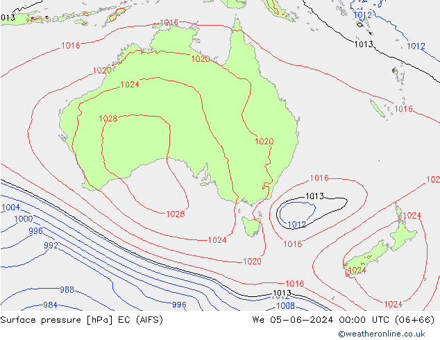 Presión superficial EC (AIFS) mié 05.06.2024 00 UTC