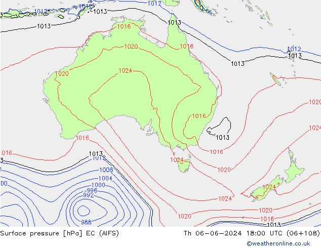 Luchtdruk (Grond) EC (AIFS) do 06.06.2024 18 UTC