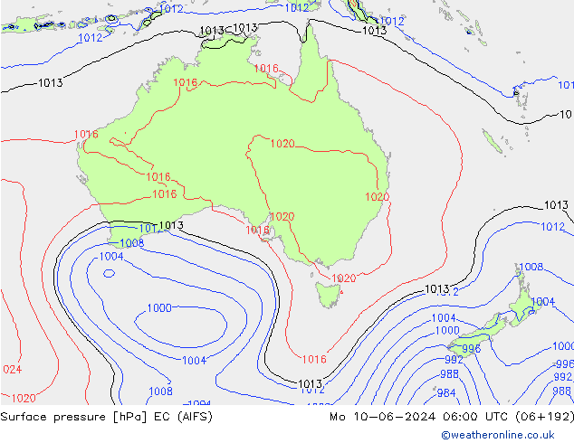 ciśnienie EC (AIFS) pon. 10.06.2024 06 UTC