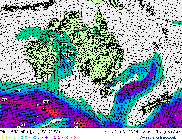 Wind 850 hPa EC (AIFS) Mo 03.06.2024 18 UTC