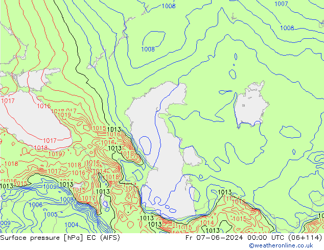 Pressione al suolo EC (AIFS) ven 07.06.2024 00 UTC