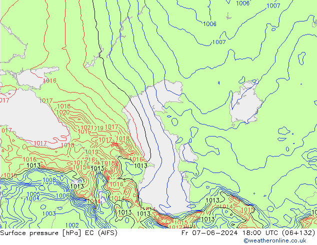 Surface pressure EC (AIFS) Fr 07.06.2024 18 UTC