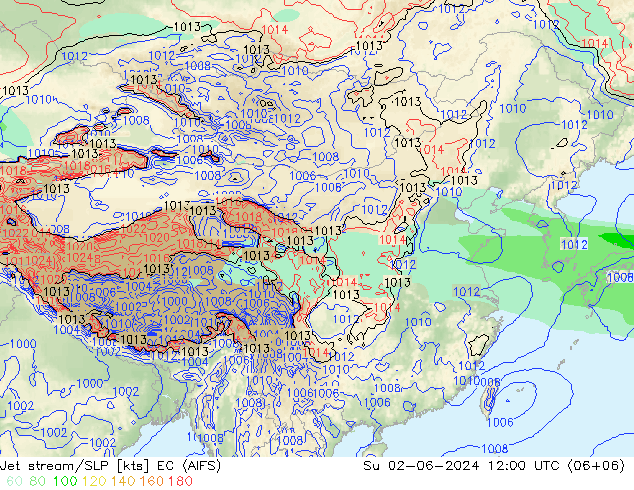 高速氣流/地面气压 EC (AIFS) 星期日 02.06.2024 12 UTC