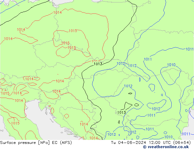 Atmosférický tlak EC (AIFS) Út 04.06.2024 12 UTC