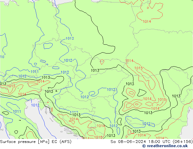 Surface pressure EC (AIFS) Sa 08.06.2024 18 UTC