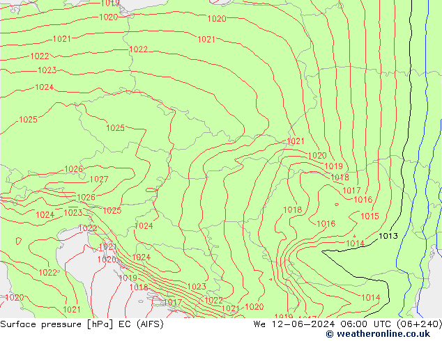 Atmosférický tlak EC (AIFS) St 12.06.2024 06 UTC