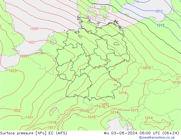 地面气压 EC (AIFS) 星期一 03.06.2024 06 UTC
