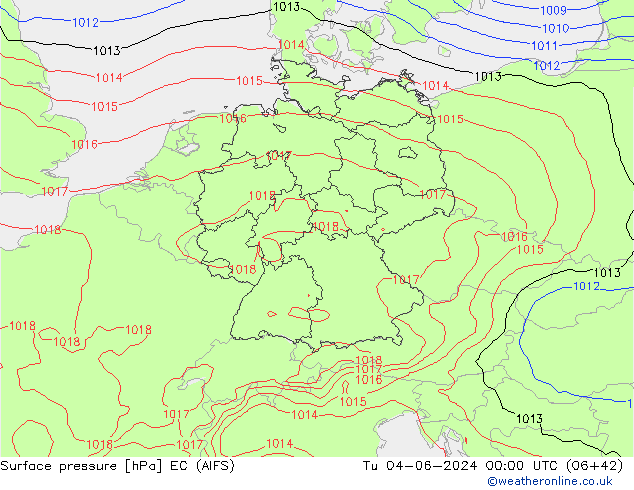 Pressione al suolo EC (AIFS) mar 04.06.2024 00 UTC