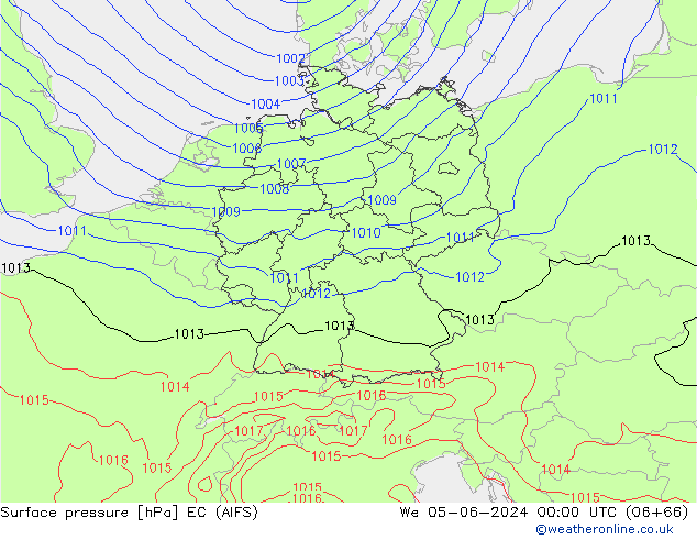 Atmosférický tlak EC (AIFS) St 05.06.2024 00 UTC