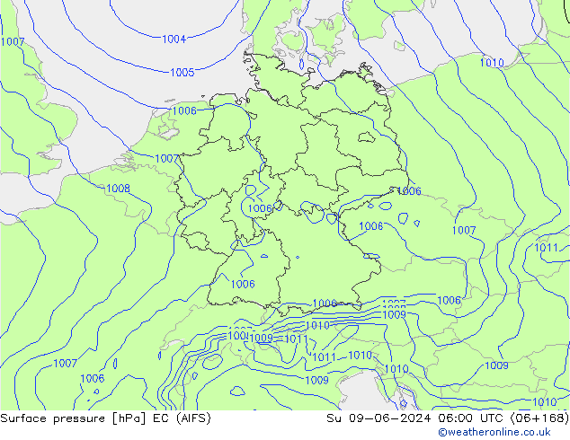 pressão do solo EC (AIFS) Dom 09.06.2024 06 UTC
