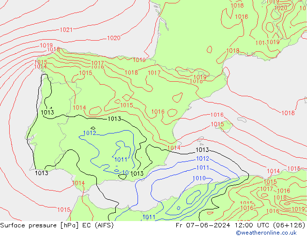 ciśnienie EC (AIFS) pt. 07.06.2024 12 UTC