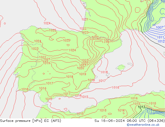 Surface pressure EC (AIFS) Su 16.06.2024 06 UTC