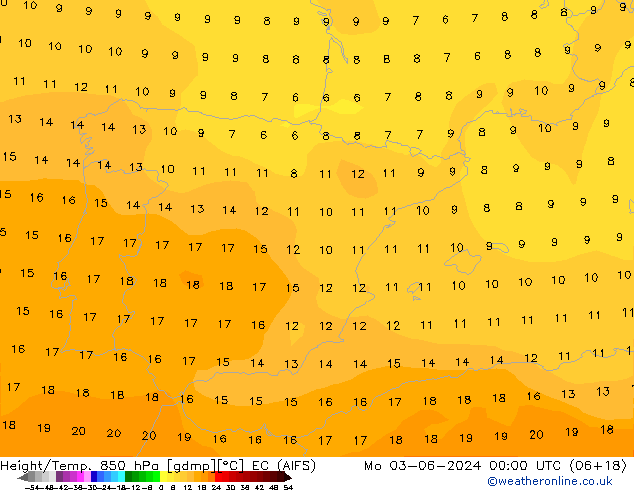 Height/Temp. 850 гПа EC (AIFS) пн 03.06.2024 00 UTC