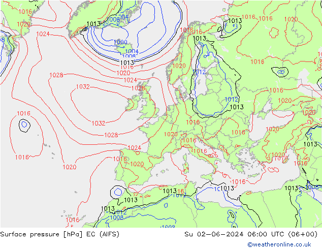 pressão do solo EC (AIFS) Dom 02.06.2024 06 UTC