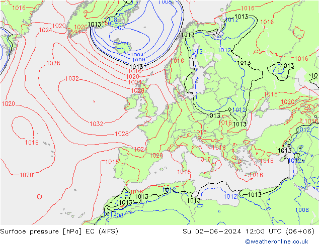 Luchtdruk (Grond) EC (AIFS) zo 02.06.2024 12 UTC