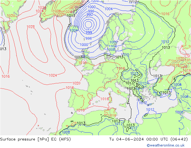 pression de l'air EC (AIFS) mar 04.06.2024 00 UTC