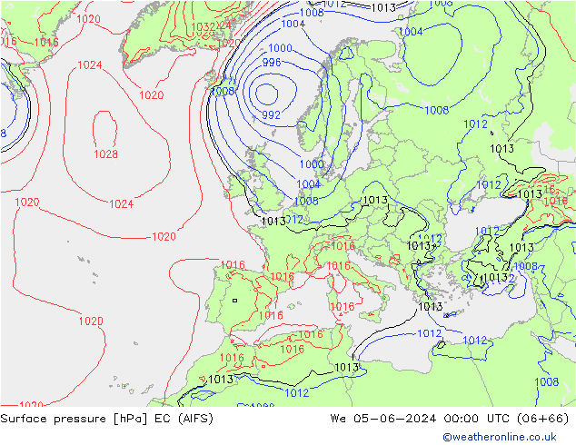 Surface pressure EC (AIFS) We 05.06.2024 00 UTC